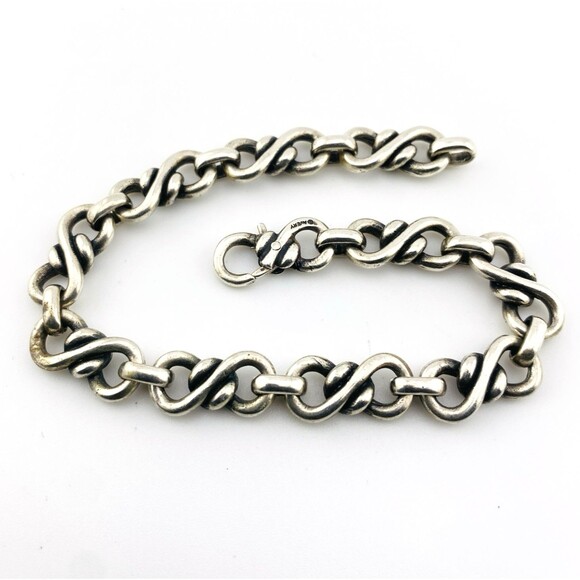 Signed Avery Silver Chain Bracelet Custom Links Hidden Clasp Infinity 7.25" 8MM - Picture 2 of 7